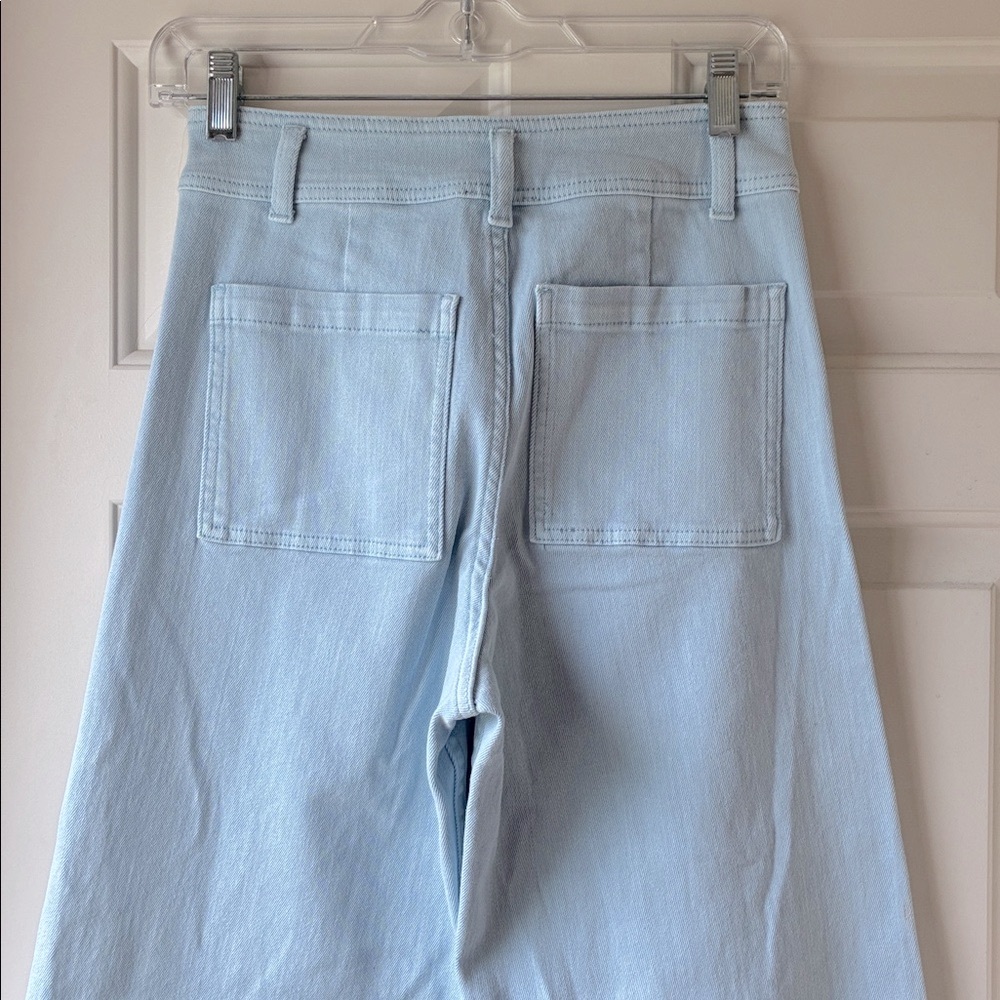 Miou Muse Straight Wide Leg Denim Pants Light Wash Blue Size S/4-6 NWOT - Picture 8 of 12